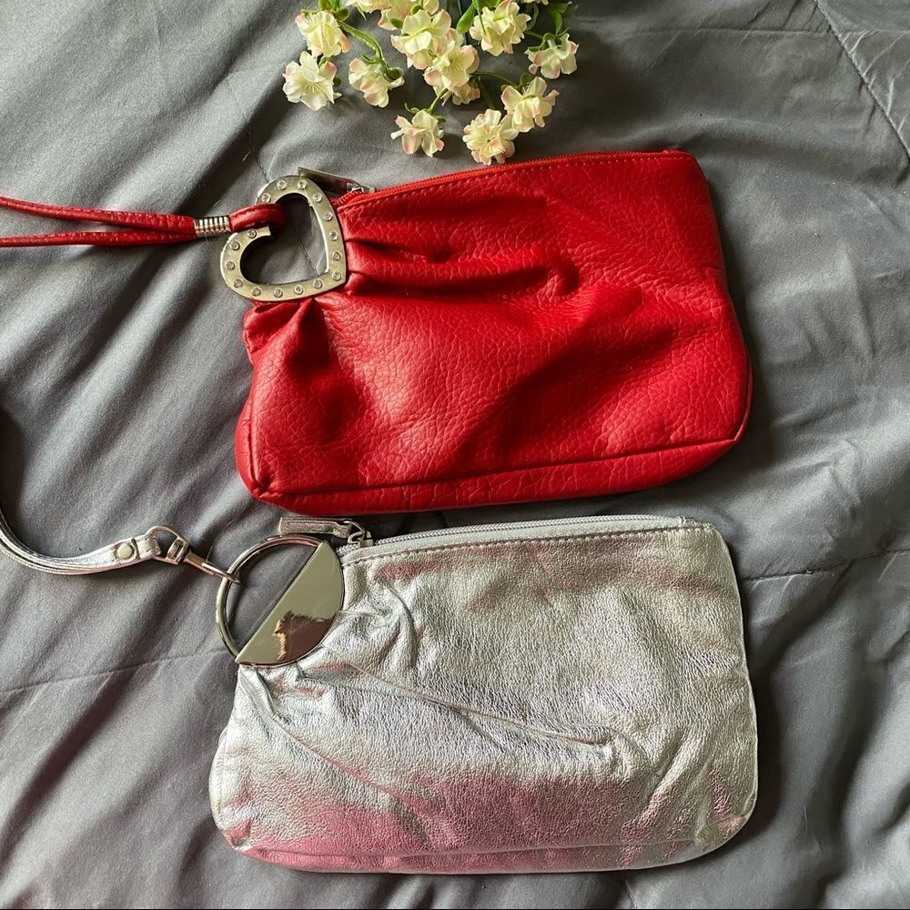 Bundle of 2. Red heart wristlet & Silver Aldo wristlet